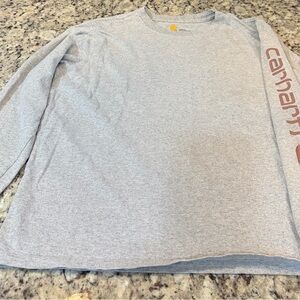 Carhartt Heather Gray Long Sleeve Tee with Mauve Logo
